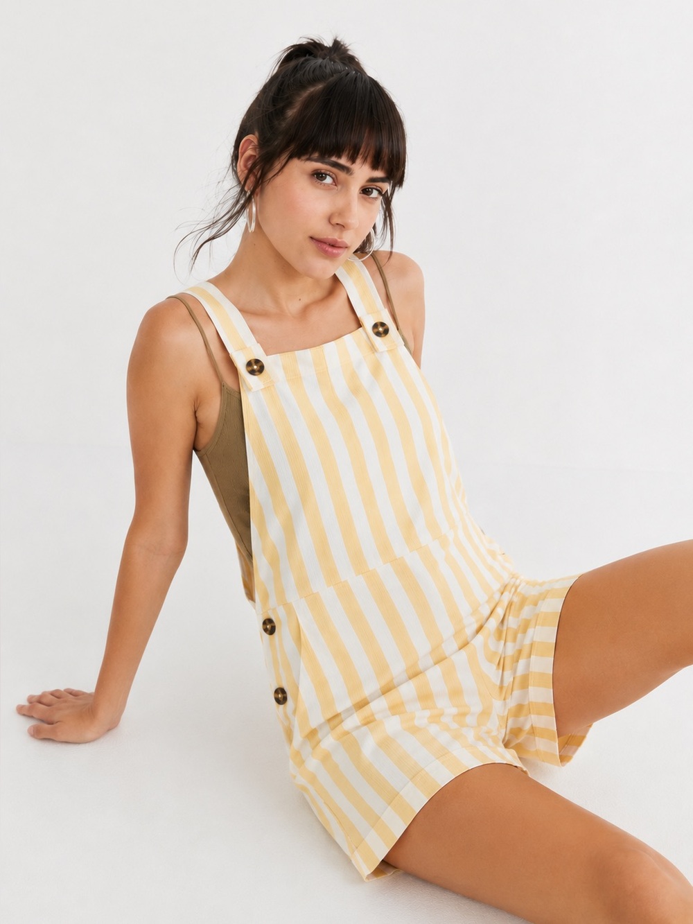 Urban Outfitters Allie Striped Overall Shorts - Picture 1 of 2